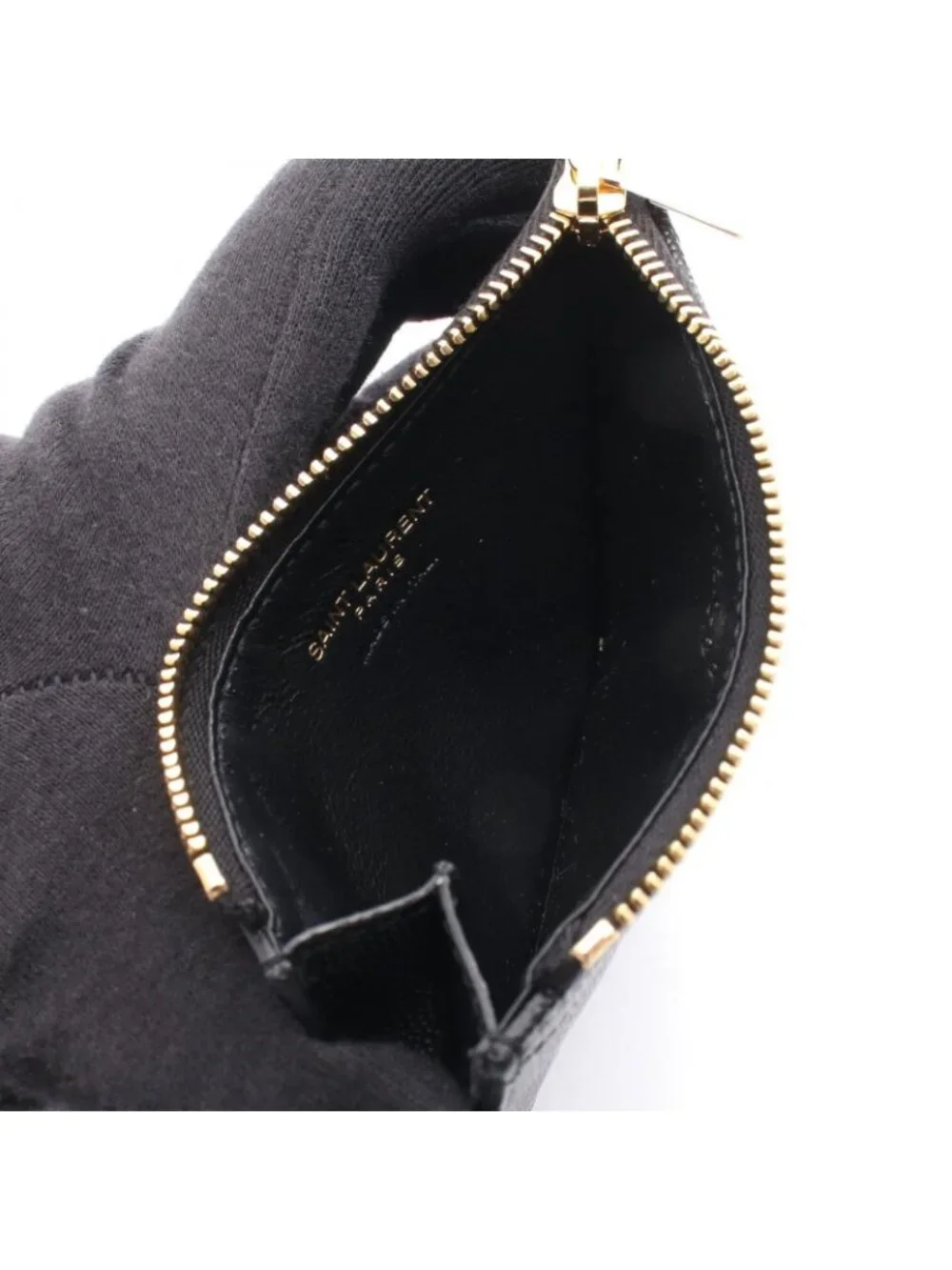Saint Laurent Paris Coin Case Monogram Fragment Zip Card Leather